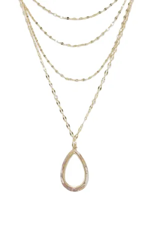Simply Chic Teardrop Resin and 18k Gold Plated Layered Necklace