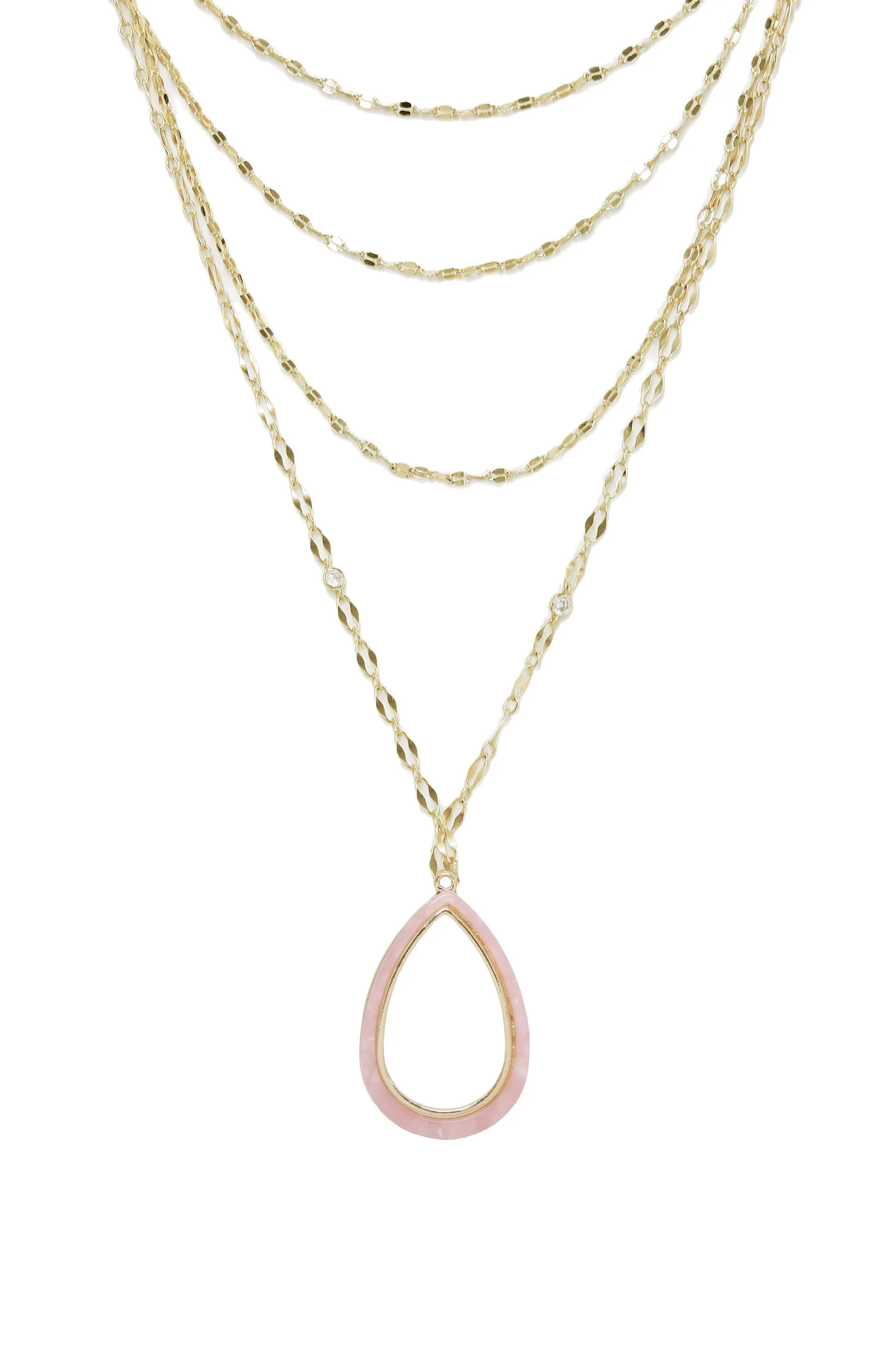 Simply Chic Teardrop Resin and 18k Gold Plated Layered Necklace
