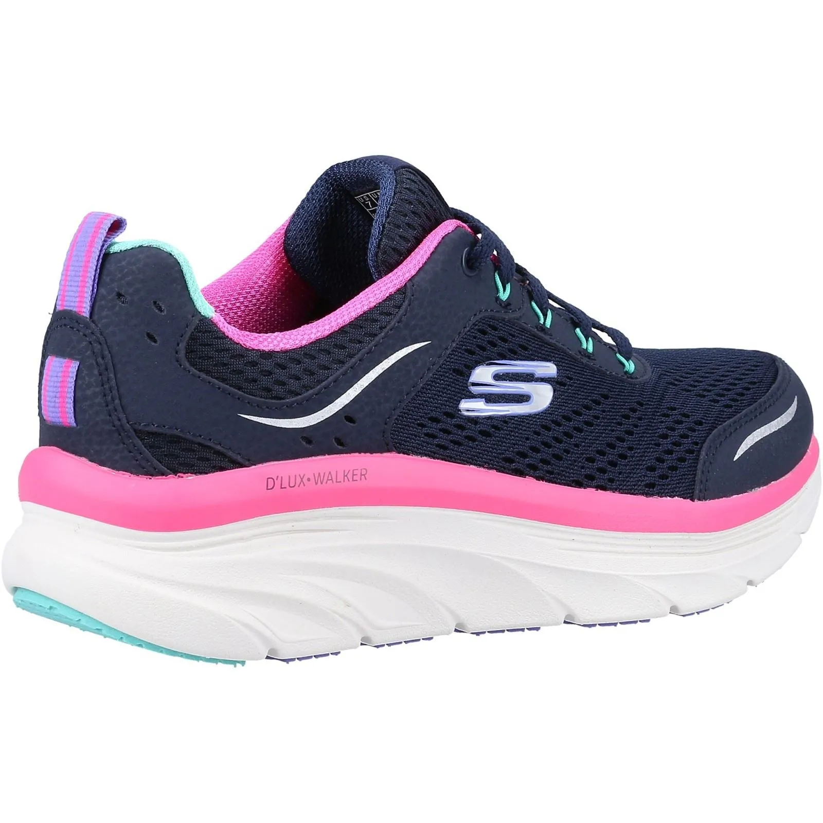 Skechers 149023 D'lux Walker Infinite Motion Sports Sneakers für Damen, weite Passform, Marineblau/Mehrfarbig