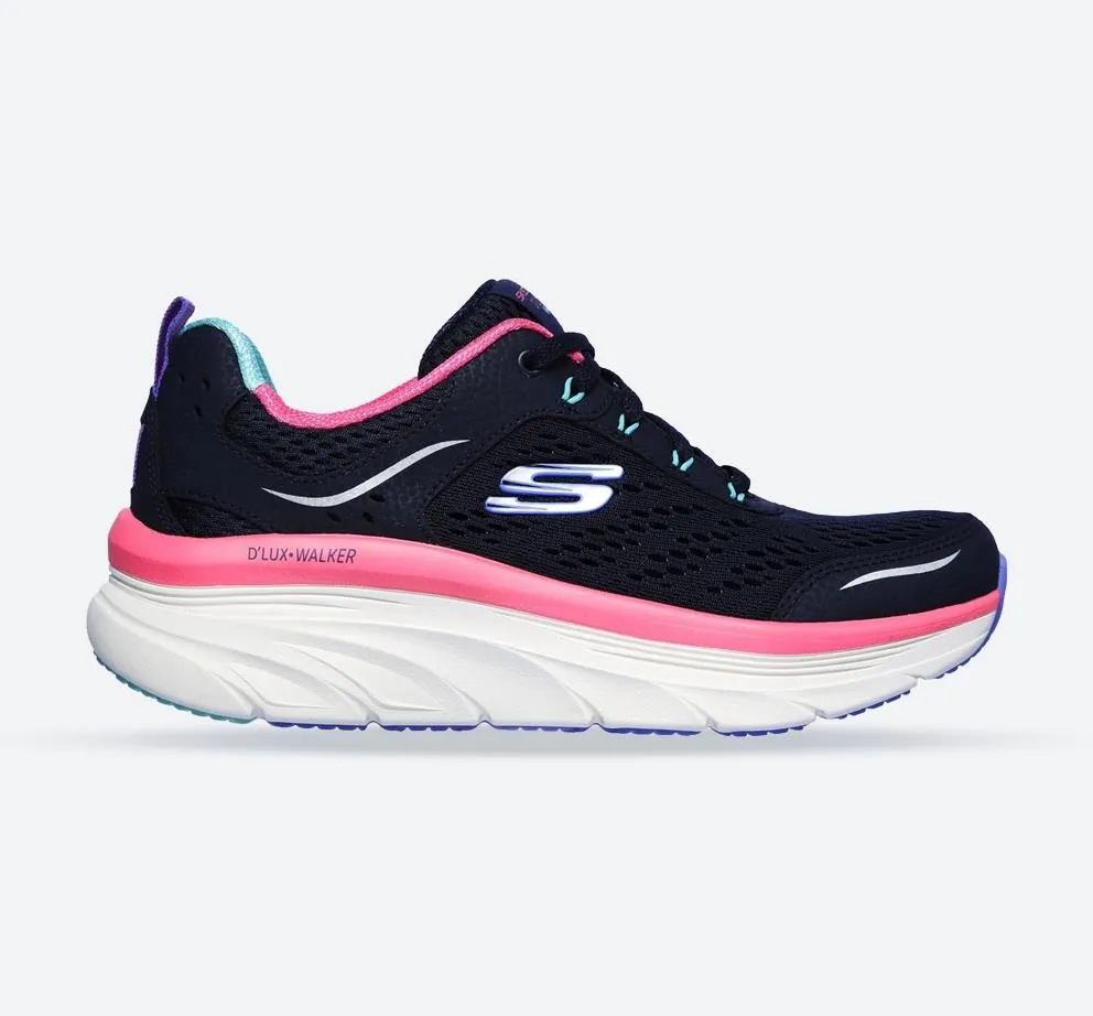 Skechers 149023 D'lux Walker Infinite Motion Sports Sneakers für Damen, weite Passform, Marineblau/Mehrfarbig