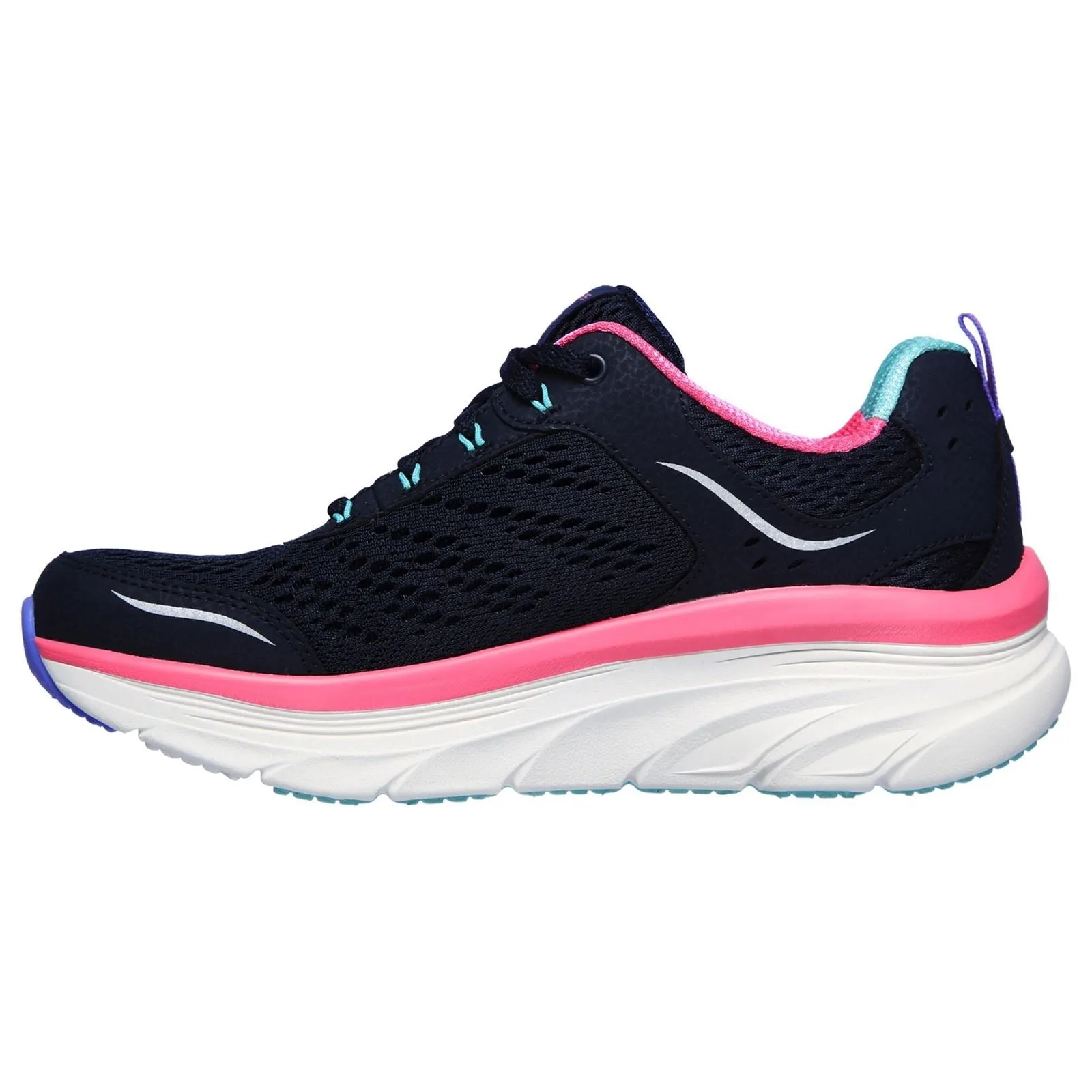 Skechers 149023 D'lux Walker Infinite Motion Sports Sneakers für Damen, weite Passform, Marineblau/Mehrfarbig