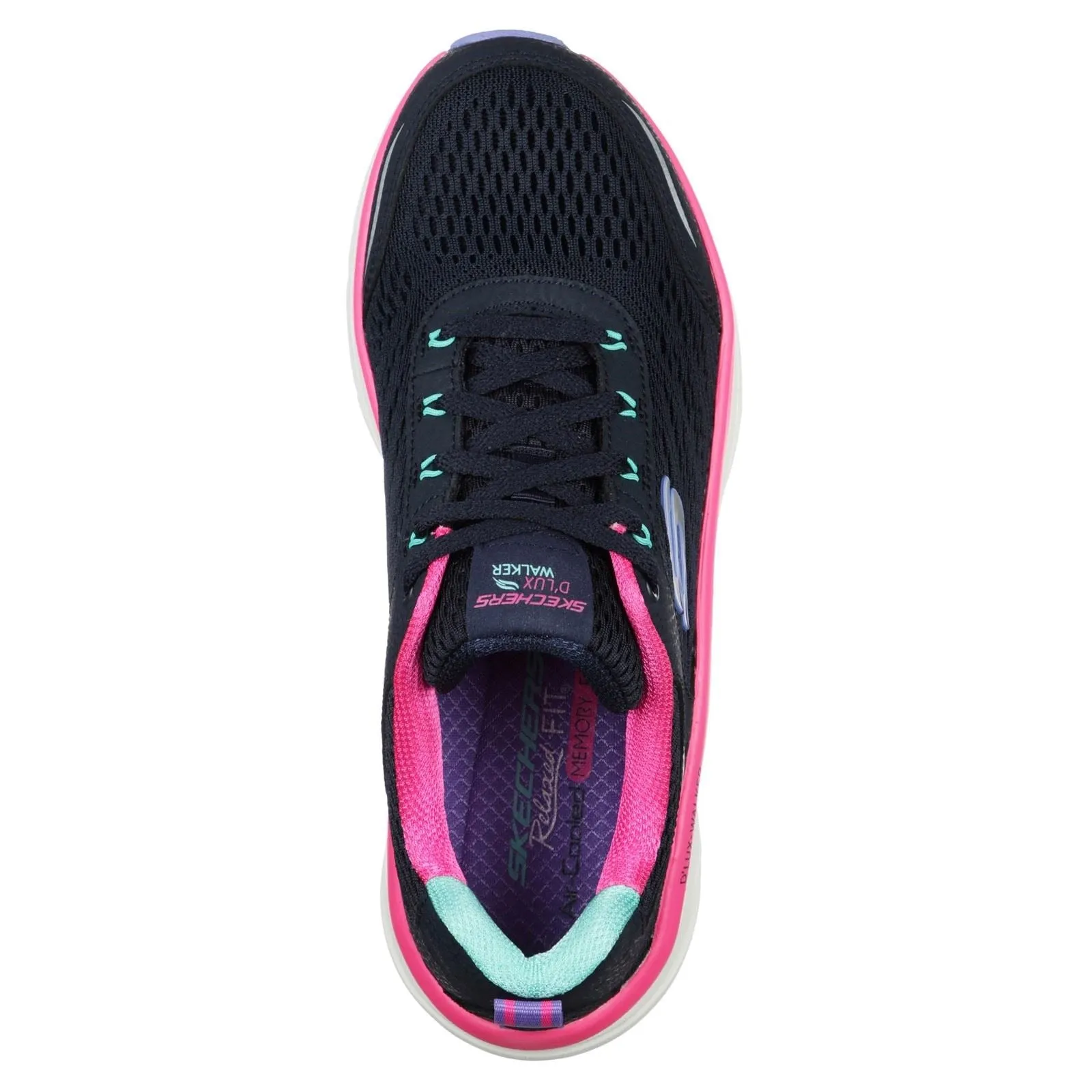Skechers 149023 D'lux Walker Infinite Motion Sports Sneakers für Damen, weite Passform, Marineblau/Mehrfarbig