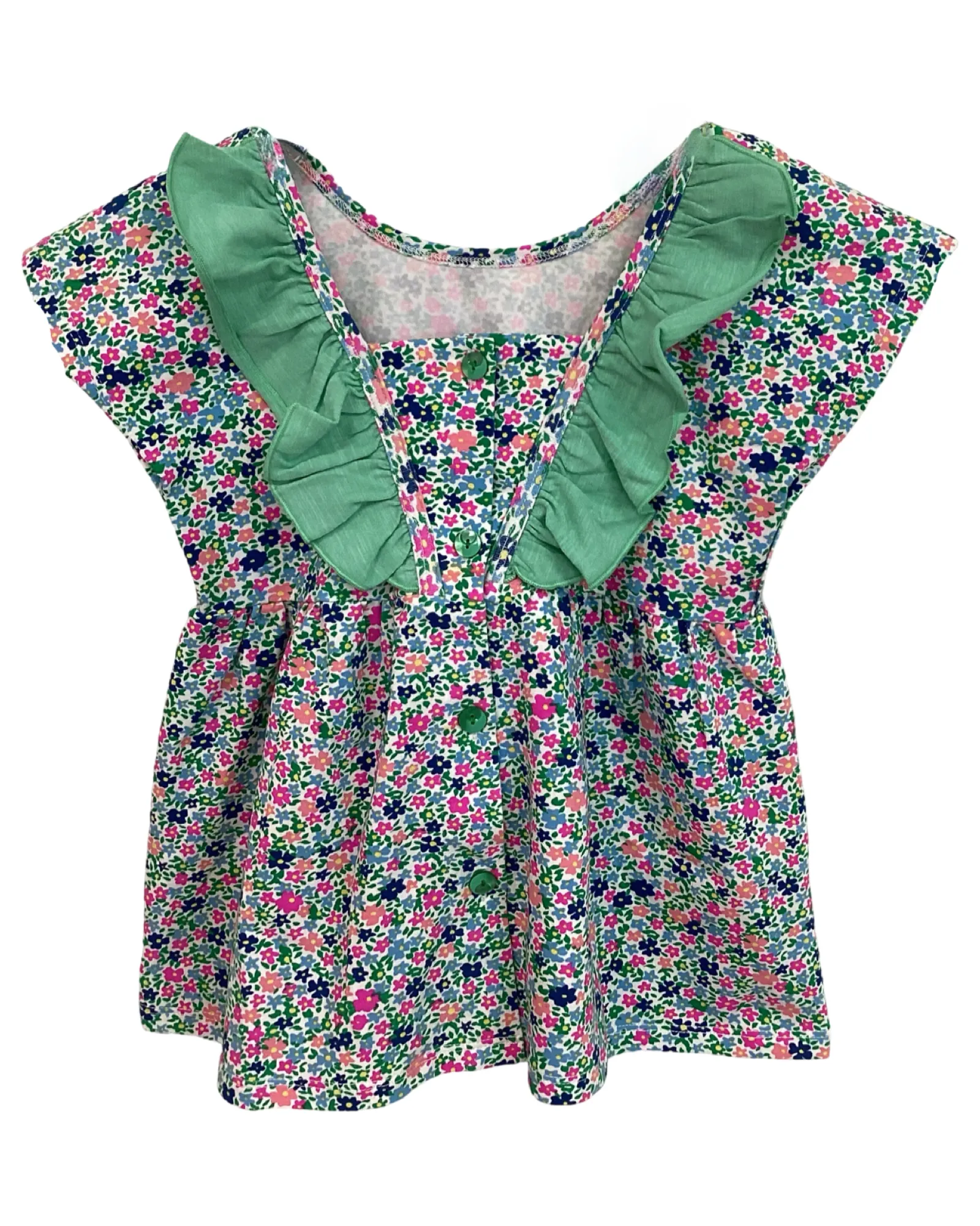 Spring Flowers Mint Ruffle Top..