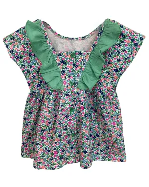 Spring Flowers Mint Ruffle Top..