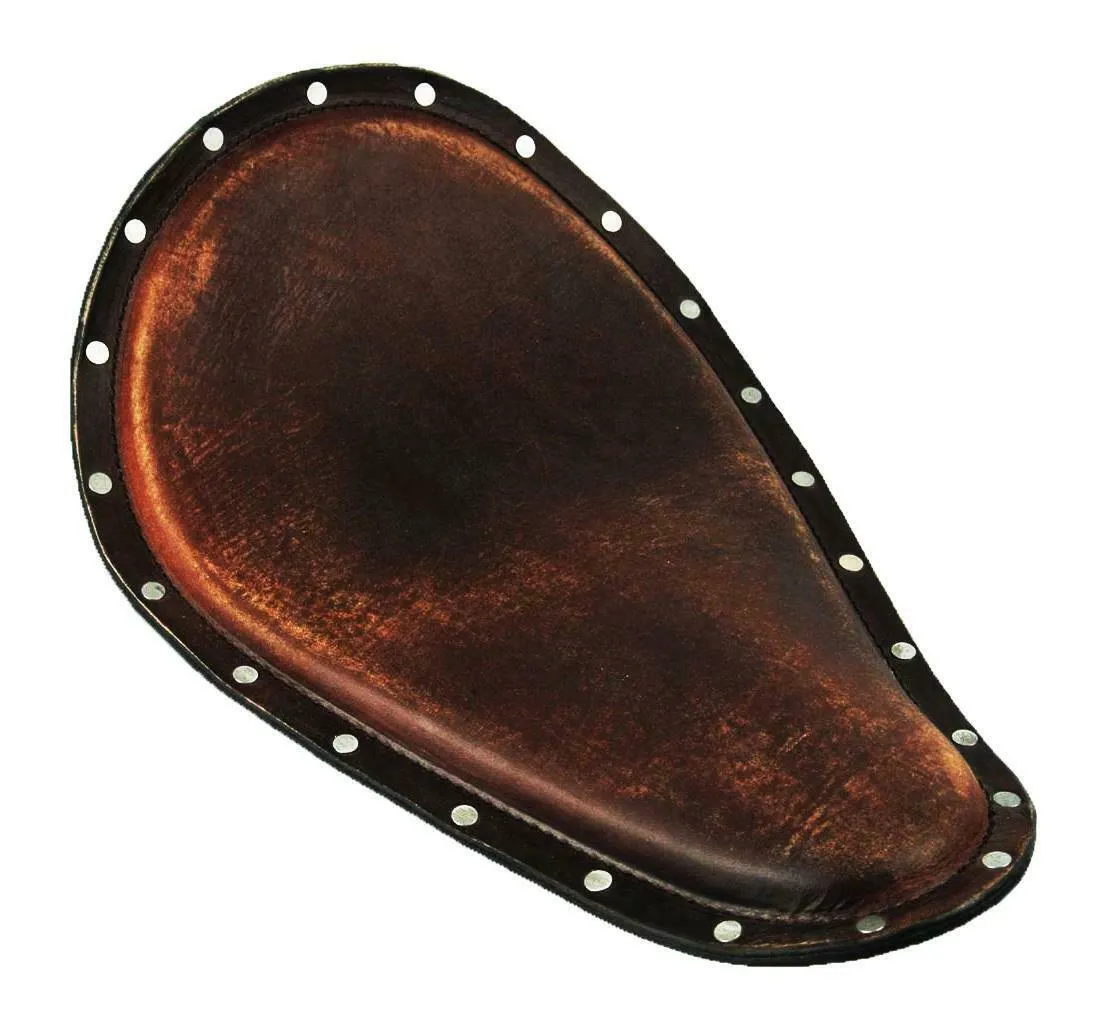 Spring Seat Chopper Harley Sportster Brown Distressed Silv Rivets Leather Banana