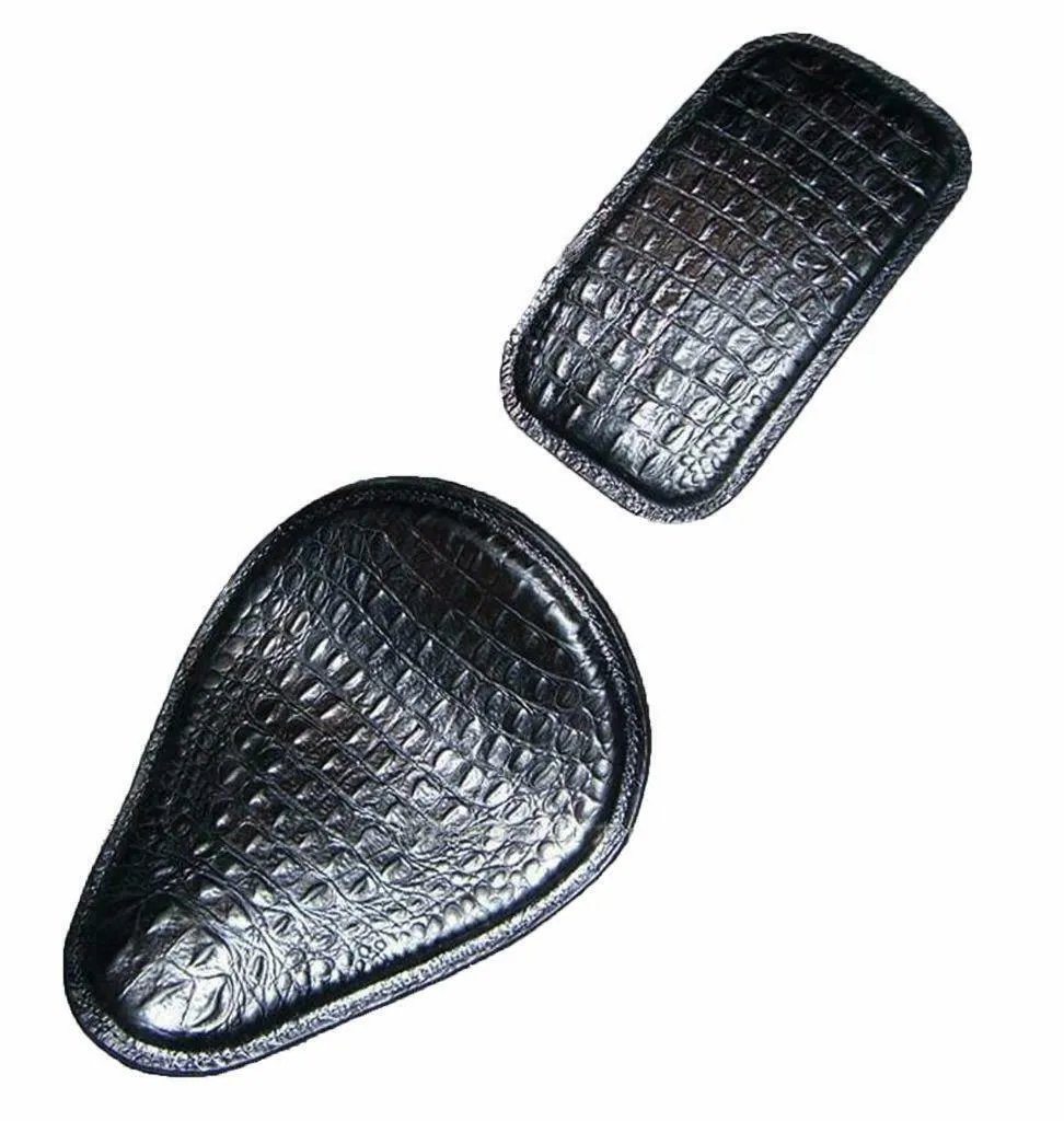 Spring Seat Harley Sportster P-Pad Chopper Bobber 11x14 Black Alligator Leather