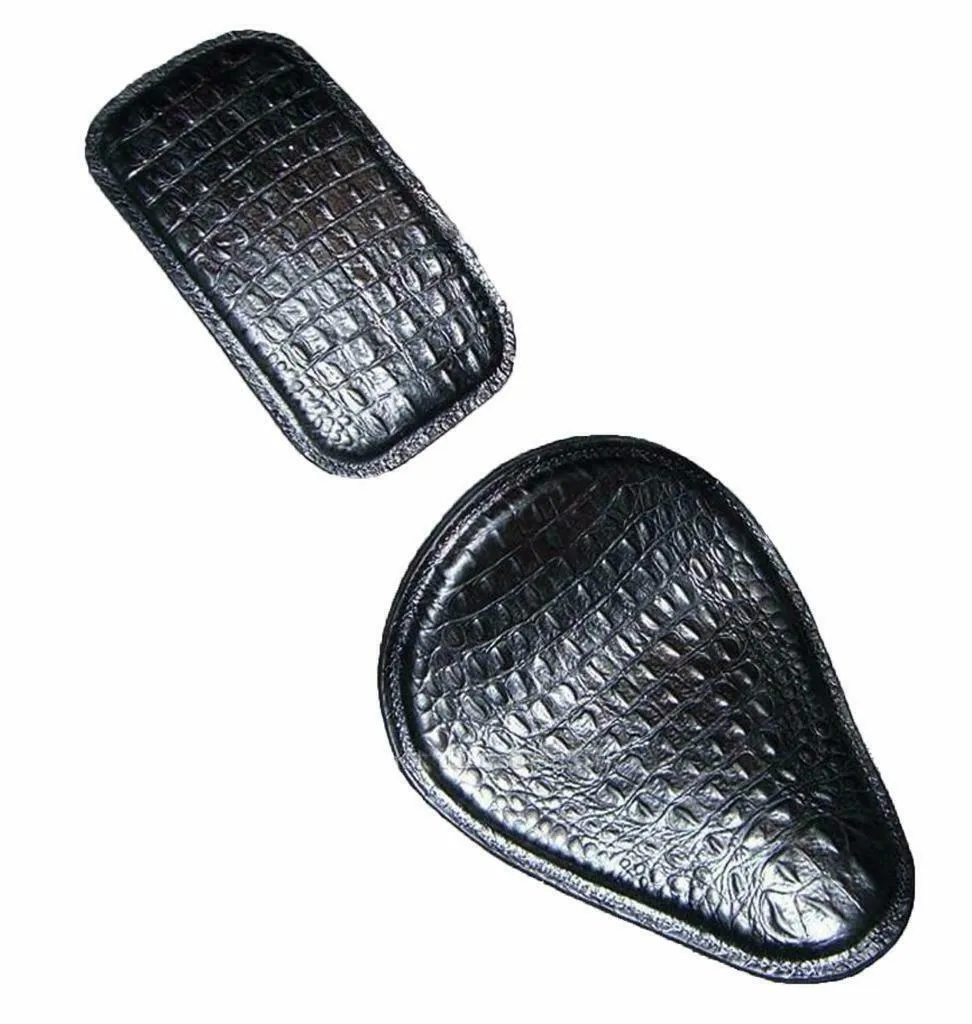 Spring Seat Harley Sportster P-Pad Chopper Bobber 11x14 Black Alligator Leather