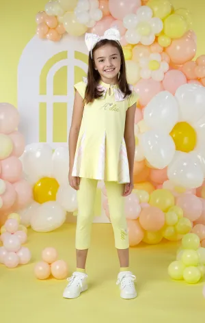 SS24 A Dee Girls Lottie Chevron Chic Lemon Leggings Set