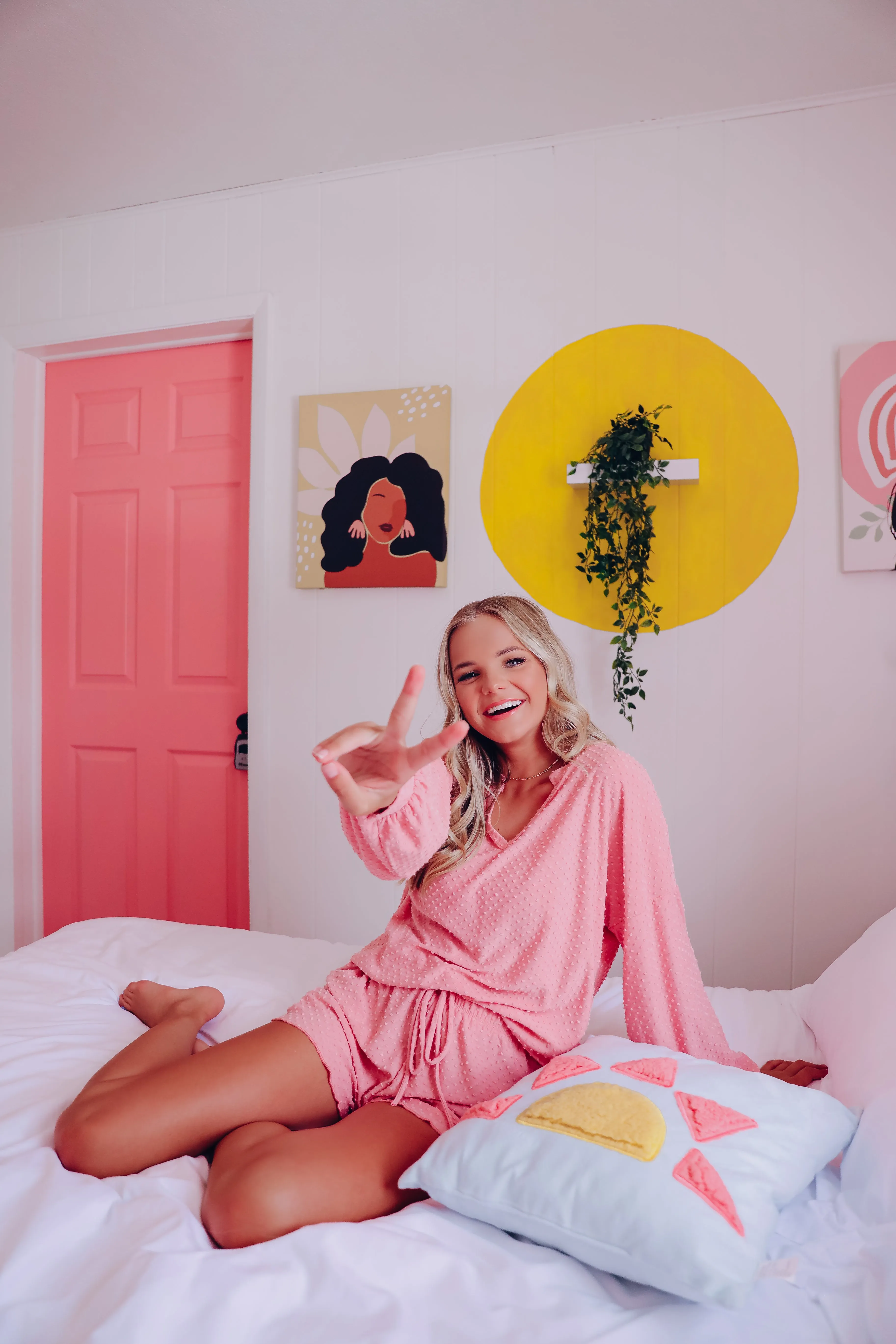 Staying In Swiss Dot PJ Set - Mauve