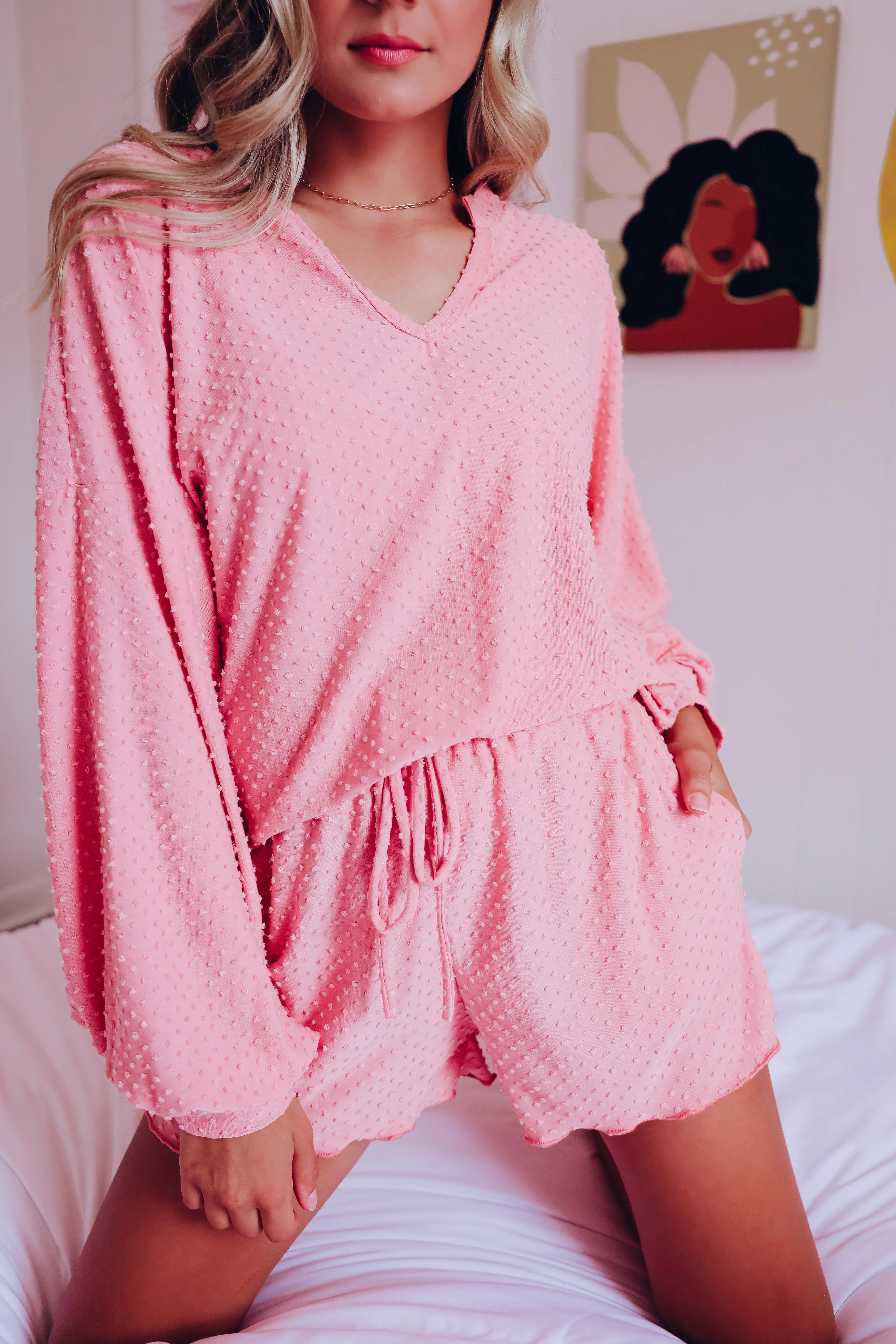 Staying In Swiss Dot PJ Set - Mauve