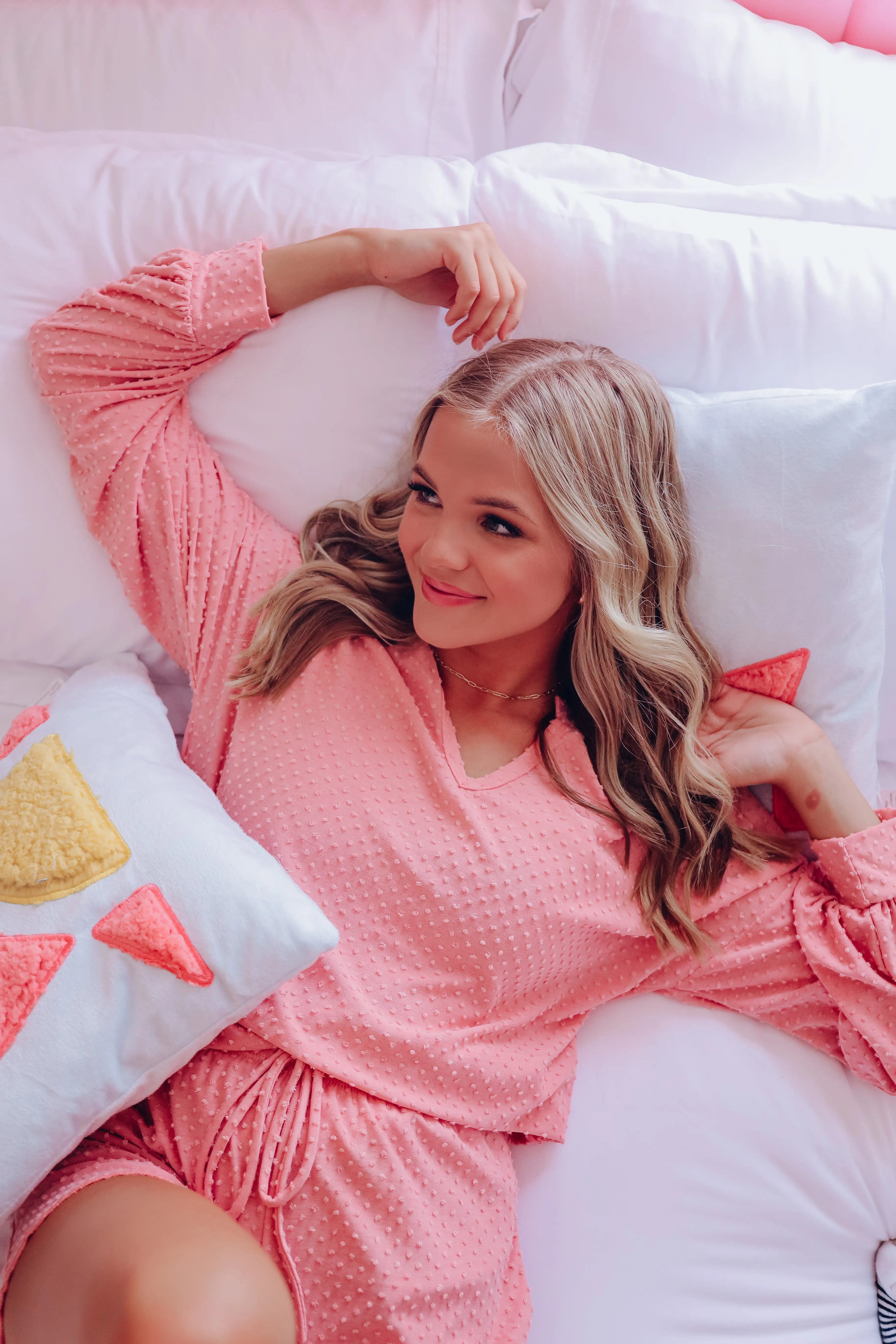 Staying In Swiss Dot PJ Set - Mauve