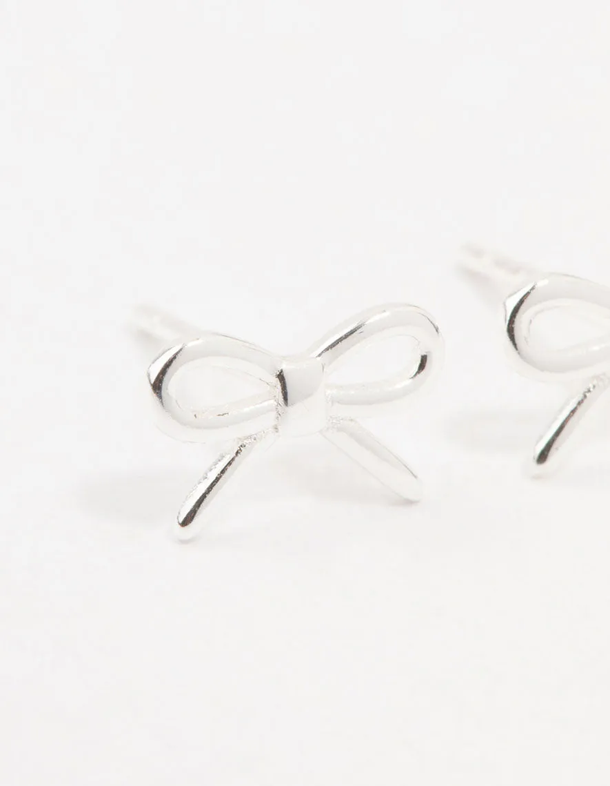 Sterling Silver Cut Out Bow Stud Earrings