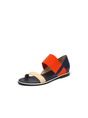Strap-Detail Leather Sandal - Navy