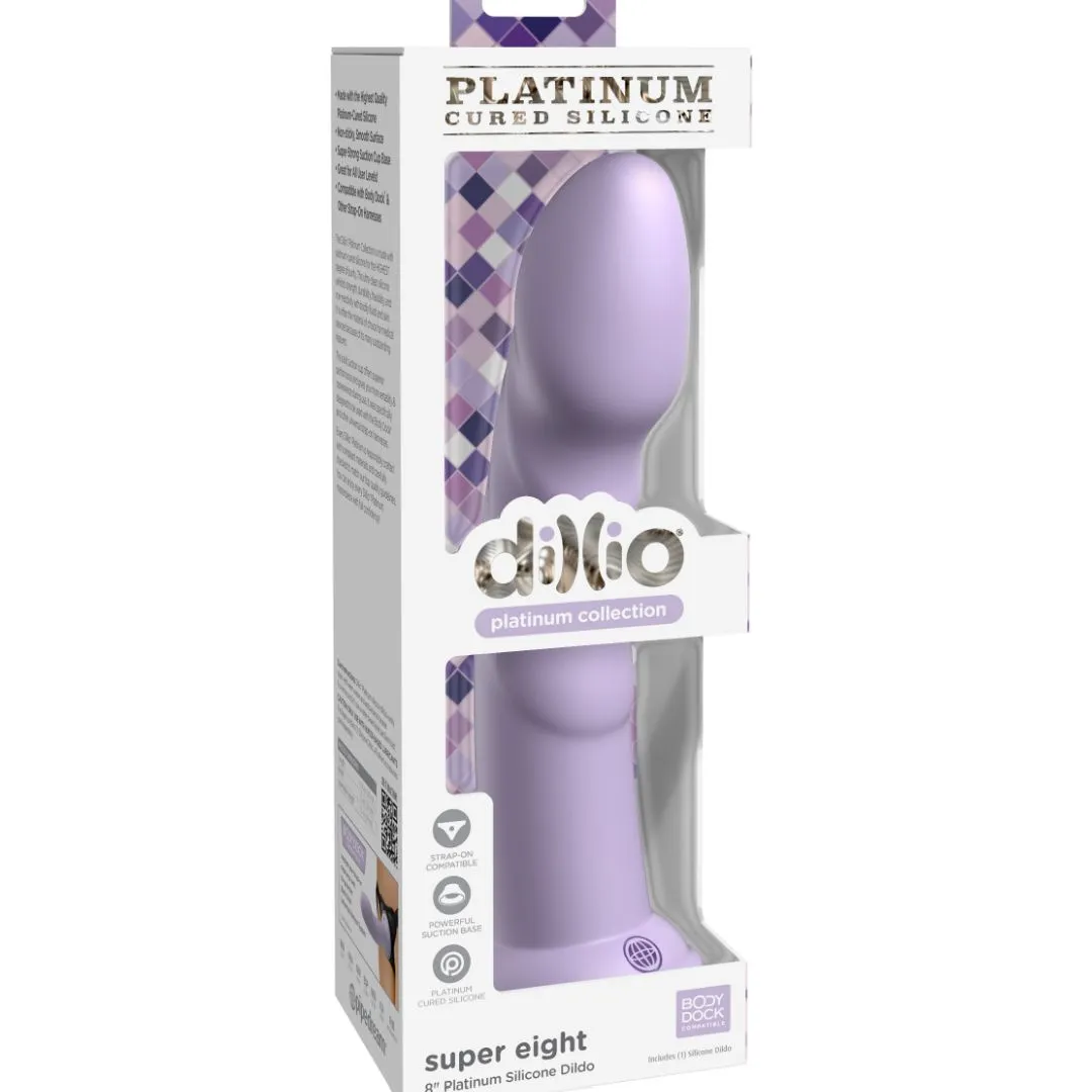 Super Eight Long, Thick, Ribbed 8 Inch Silicone Dildo - Purple