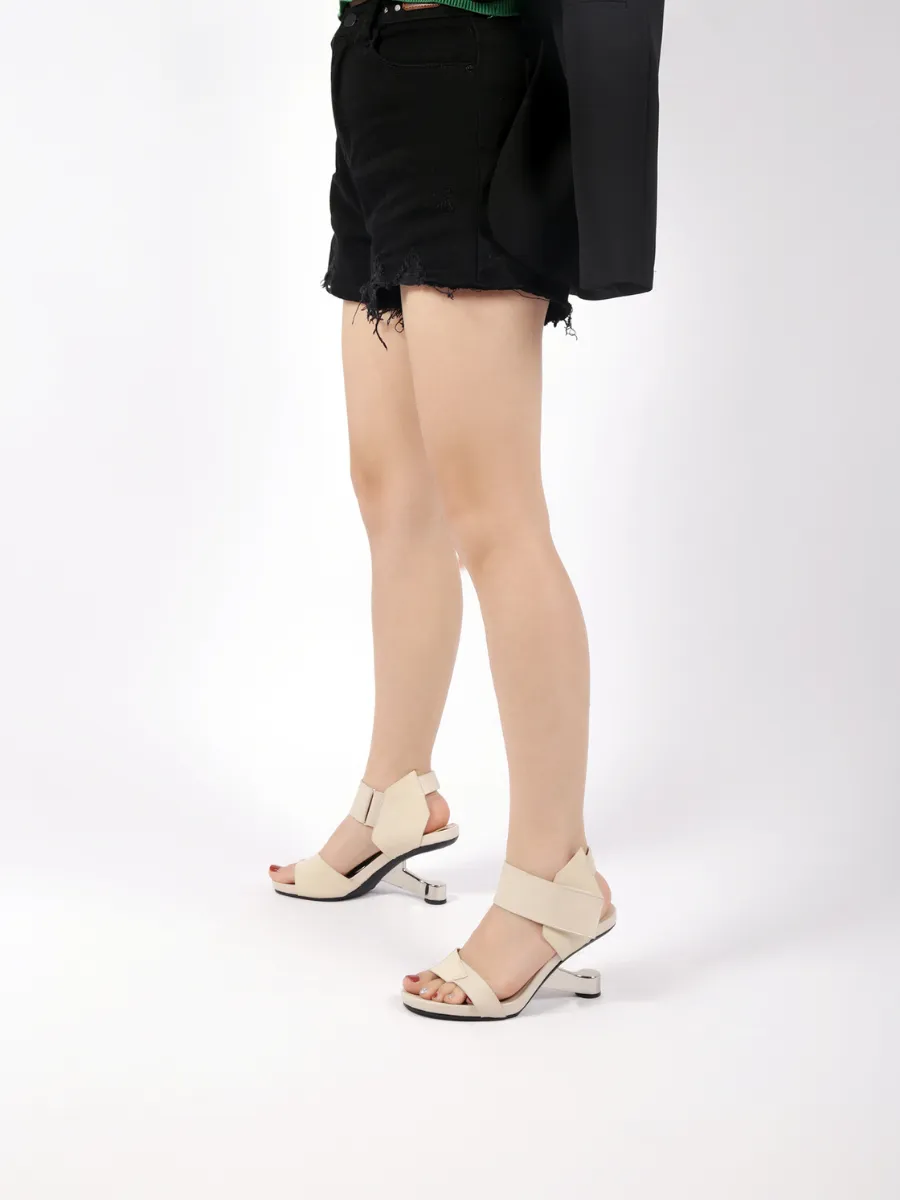 Tash Ivory Leather Elevator Heel Sandal