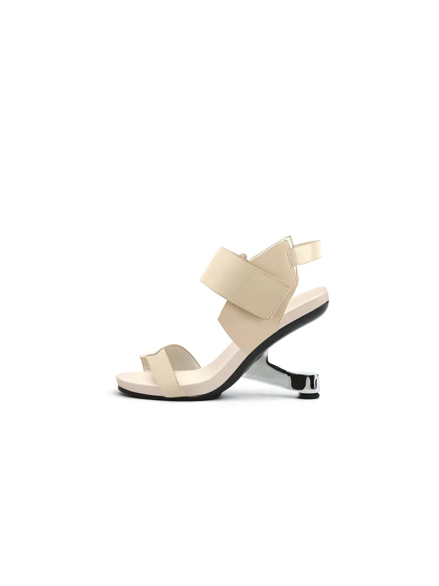Tash Ivory Leather Elevator Heel Sandal