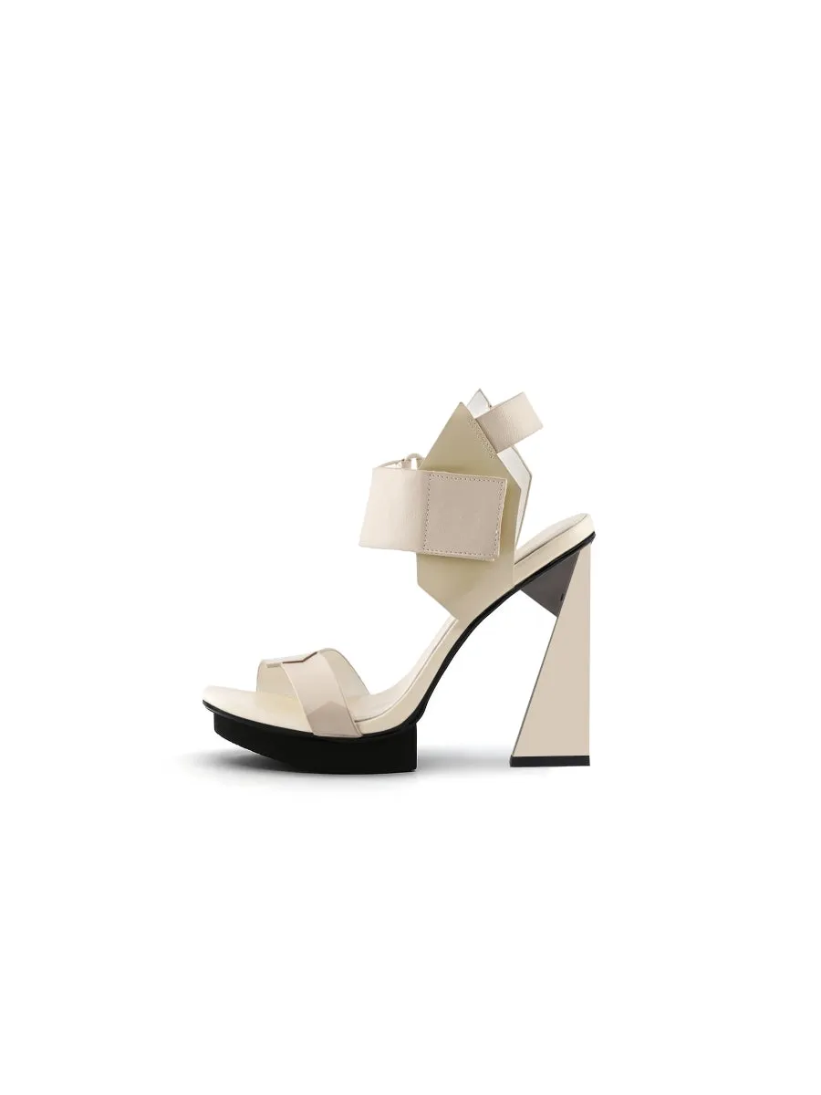 Tikoya Beige Leather Heel
