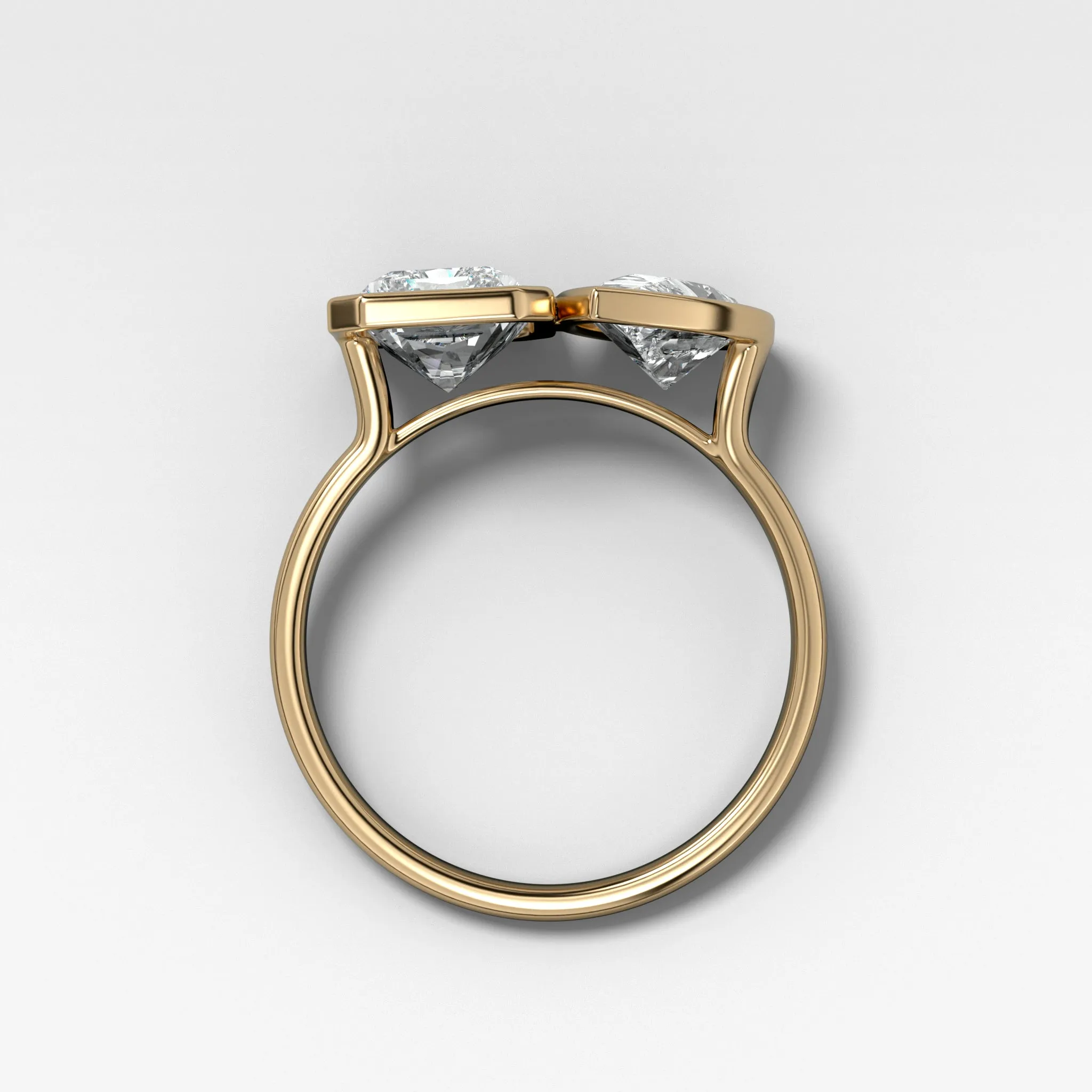 Toi et Moi Bezel Engagement Ring with Pear and Radiant Cut Diamonds