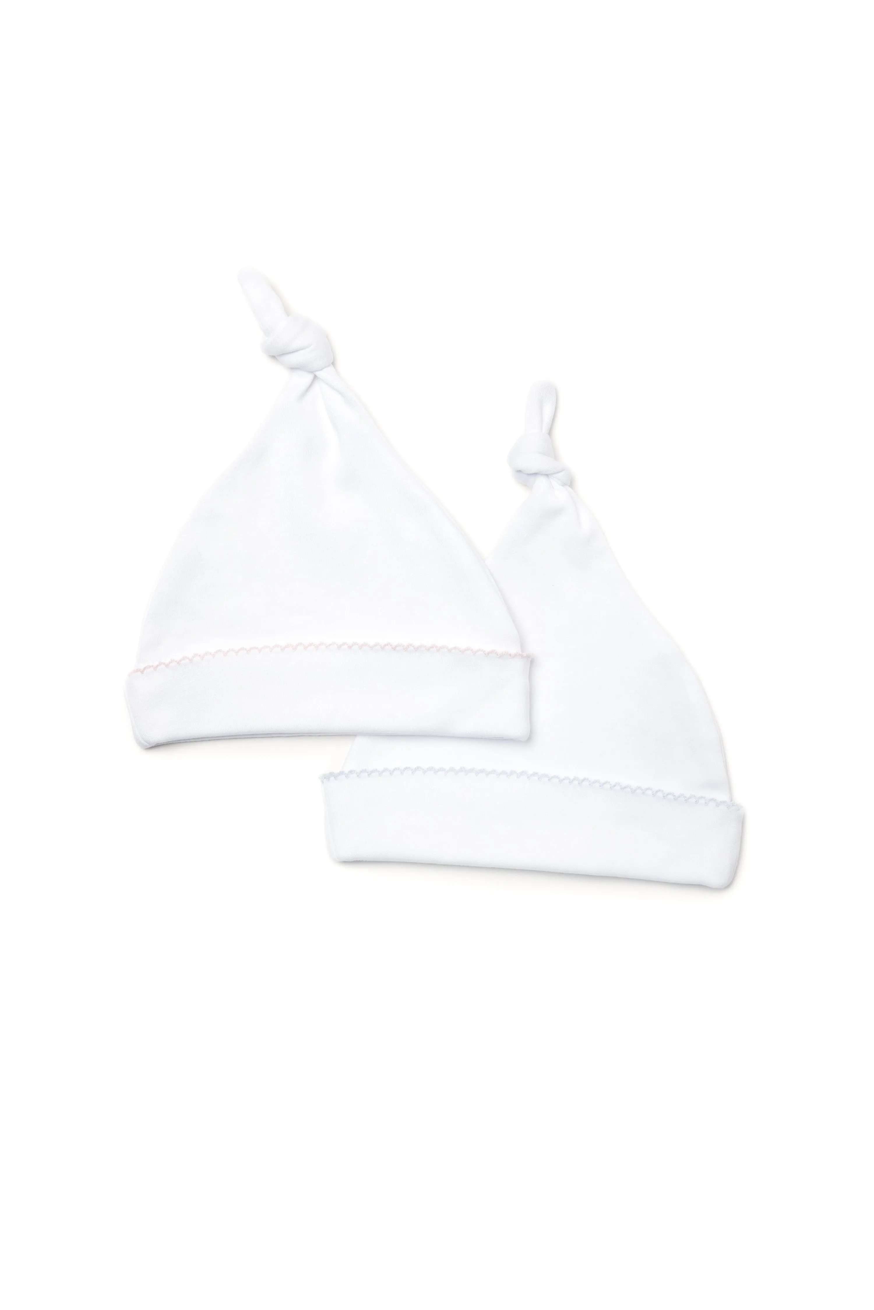 Top Knot Pima Baby Hat | White/Lt Blue
