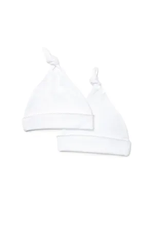 Top Knot Pima Baby Hat | White/Lt Blue