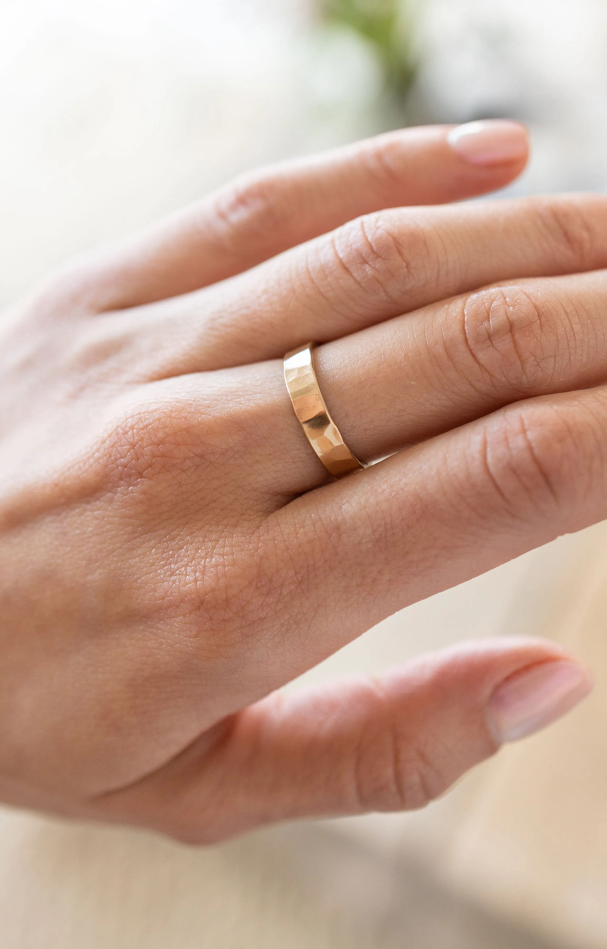 Ultra Thick Hammered Stacker in Gold