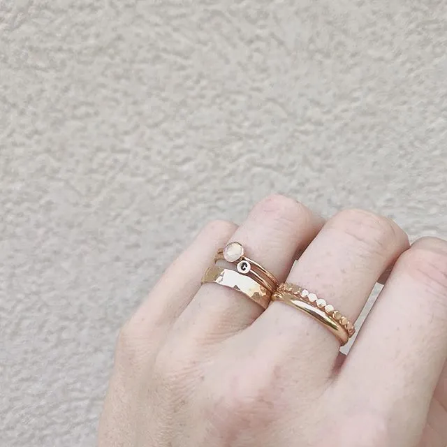 Ultra Thick Hammered Stacker in Gold
