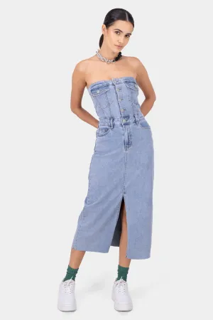 Vestido Denim Strapless