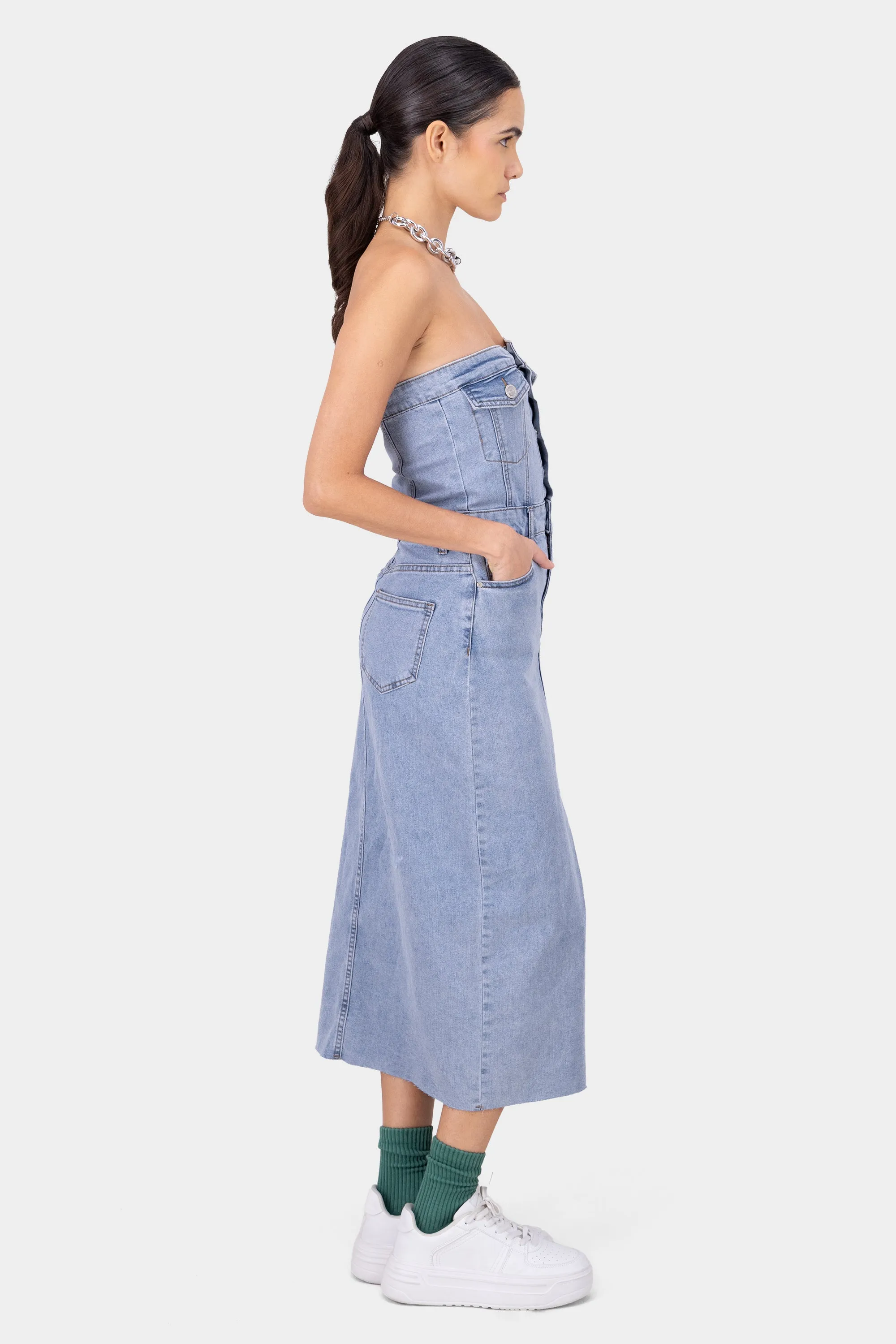 Vestido Denim Strapless