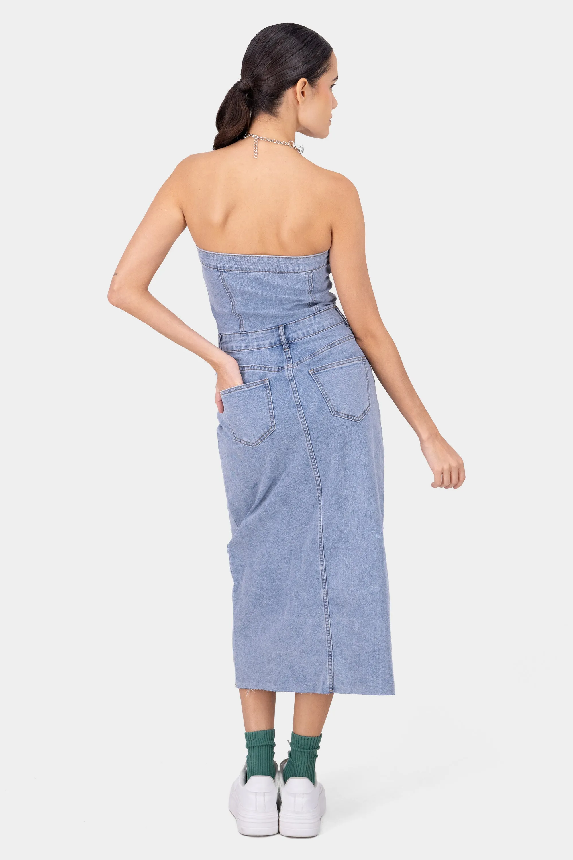 Vestido Denim Strapless