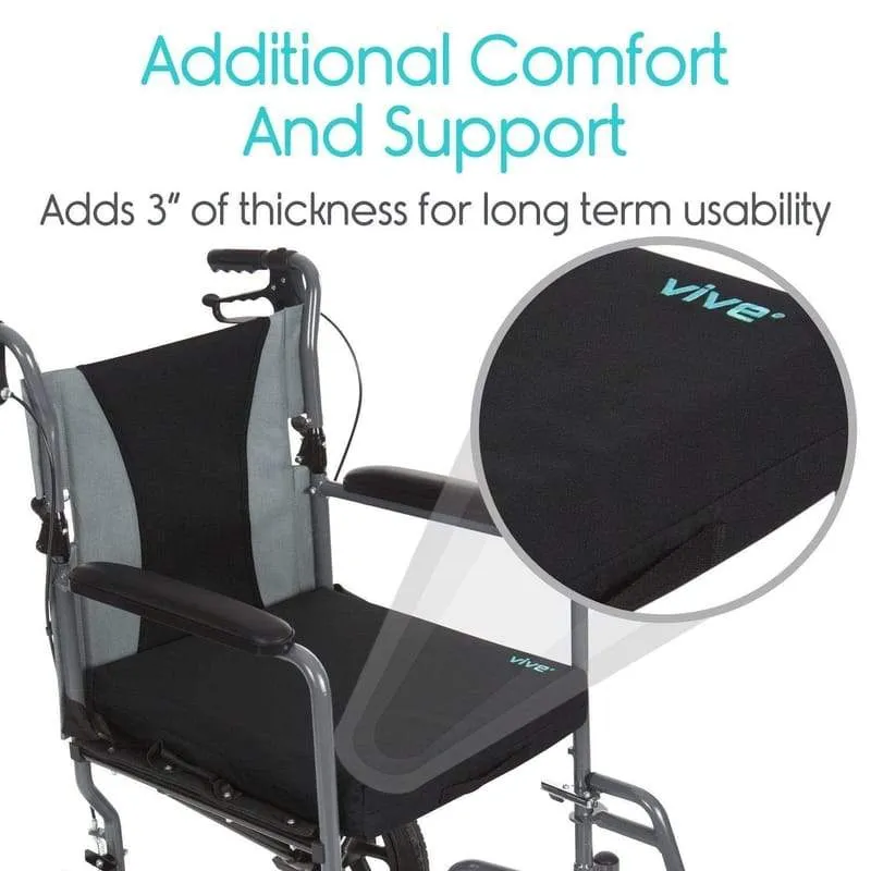 Vive Wheelchair Gel Seat Cushion - Back Support Comfort and Pain Relief