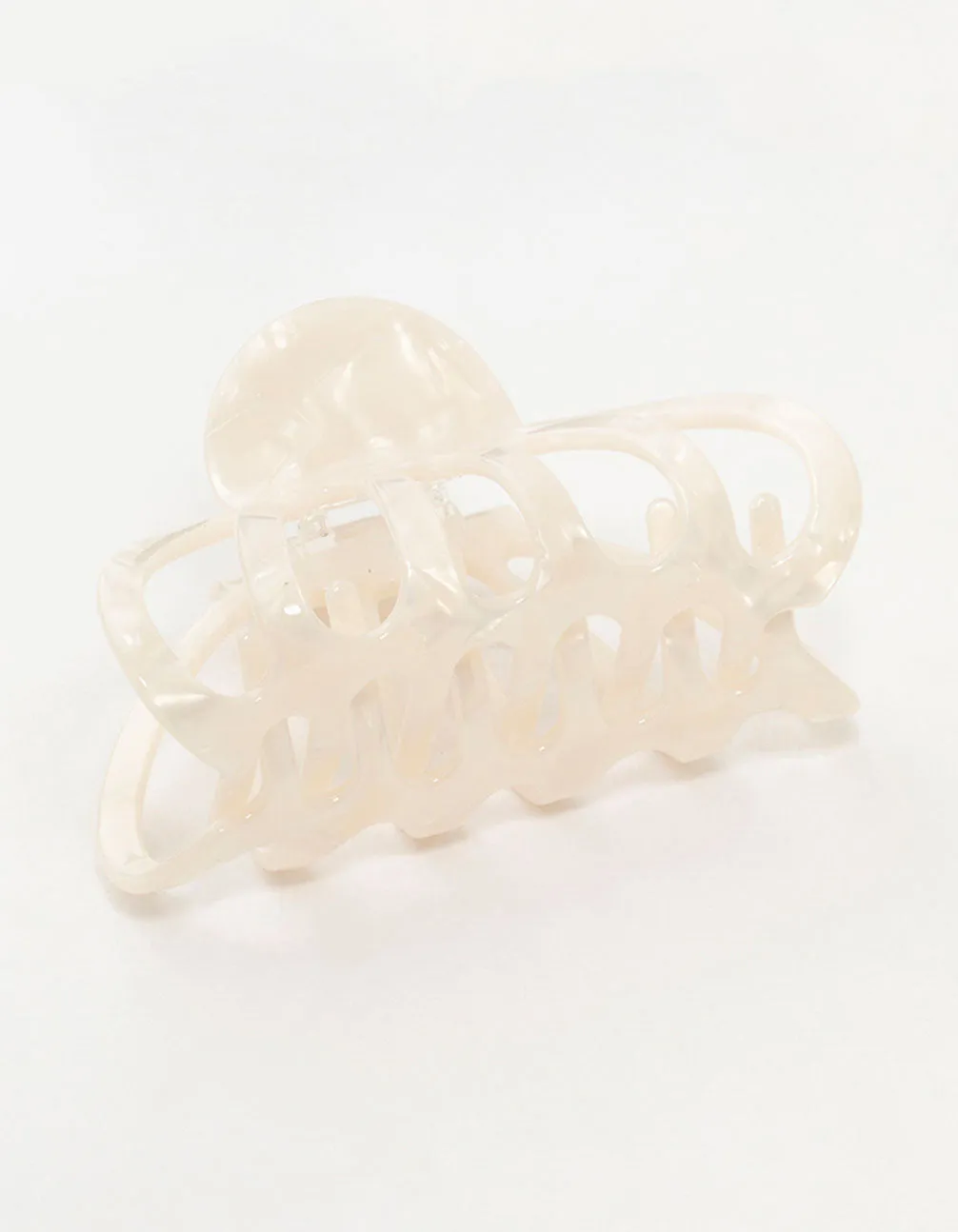 White Marbled Acrylic Wide Claw Clip