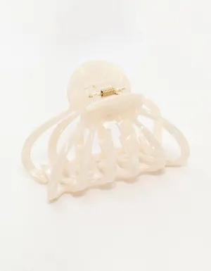 White Marbled Acrylic Wide Claw Clip