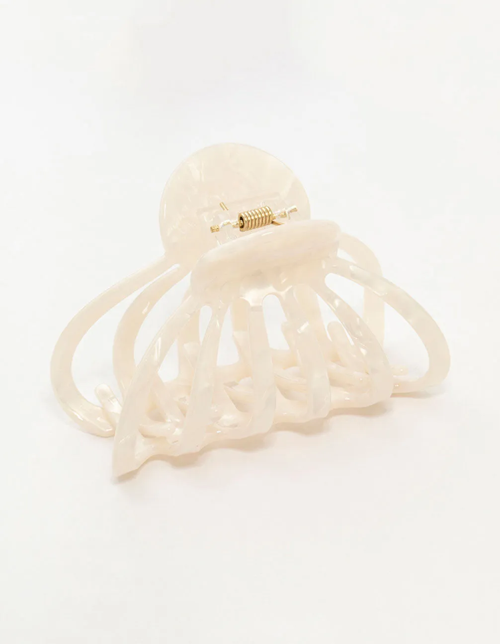 White Marbled Acrylic Wide Claw Clip