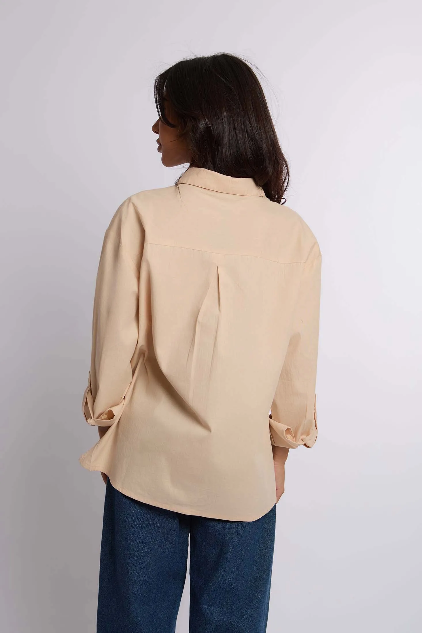 Women Blouse Lace Shirt With Long Sleeves Beige