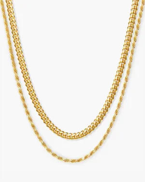 Women's Cuban Link   Rope Chain Stack