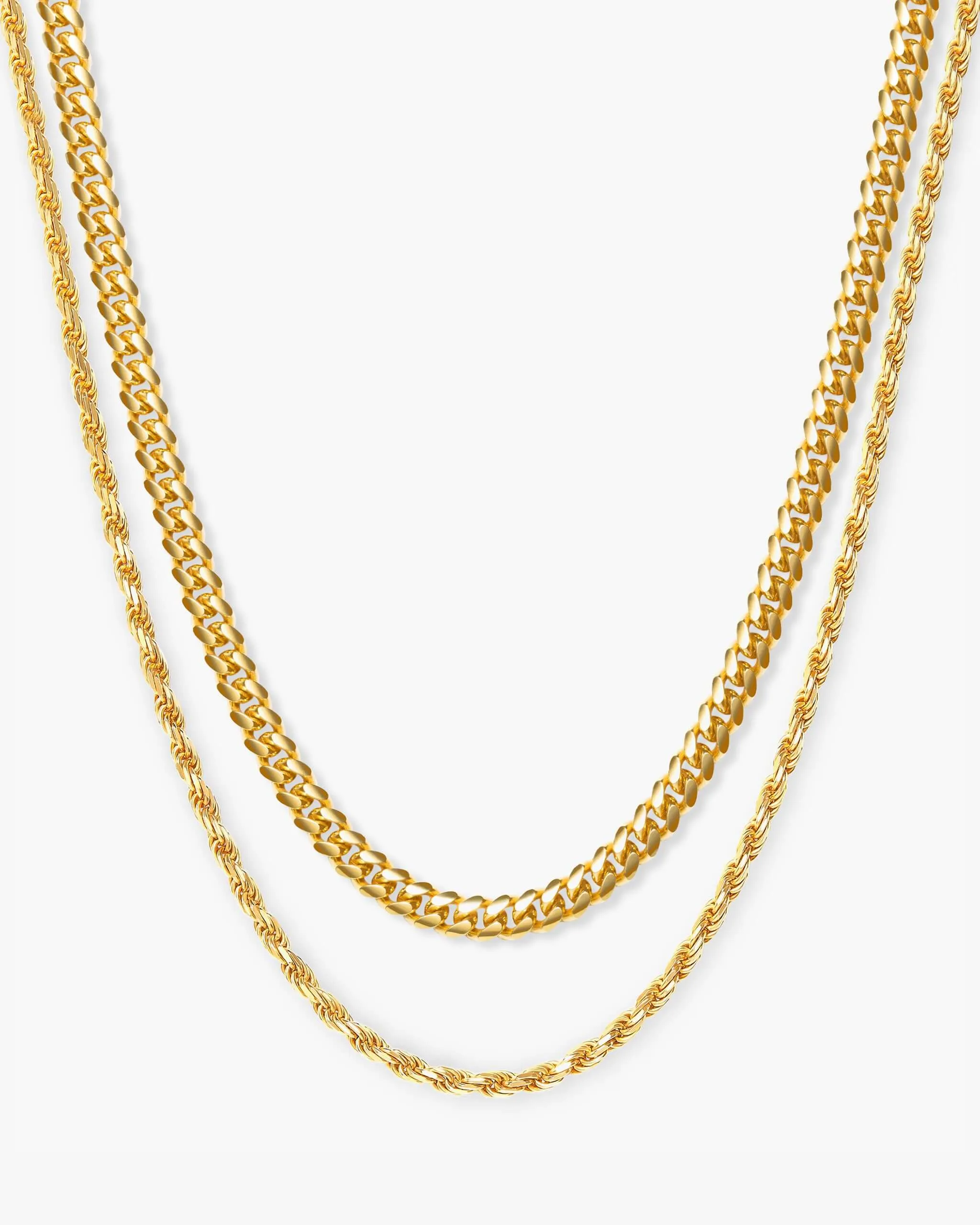 Women's Cuban Link   Rope Chain Stack