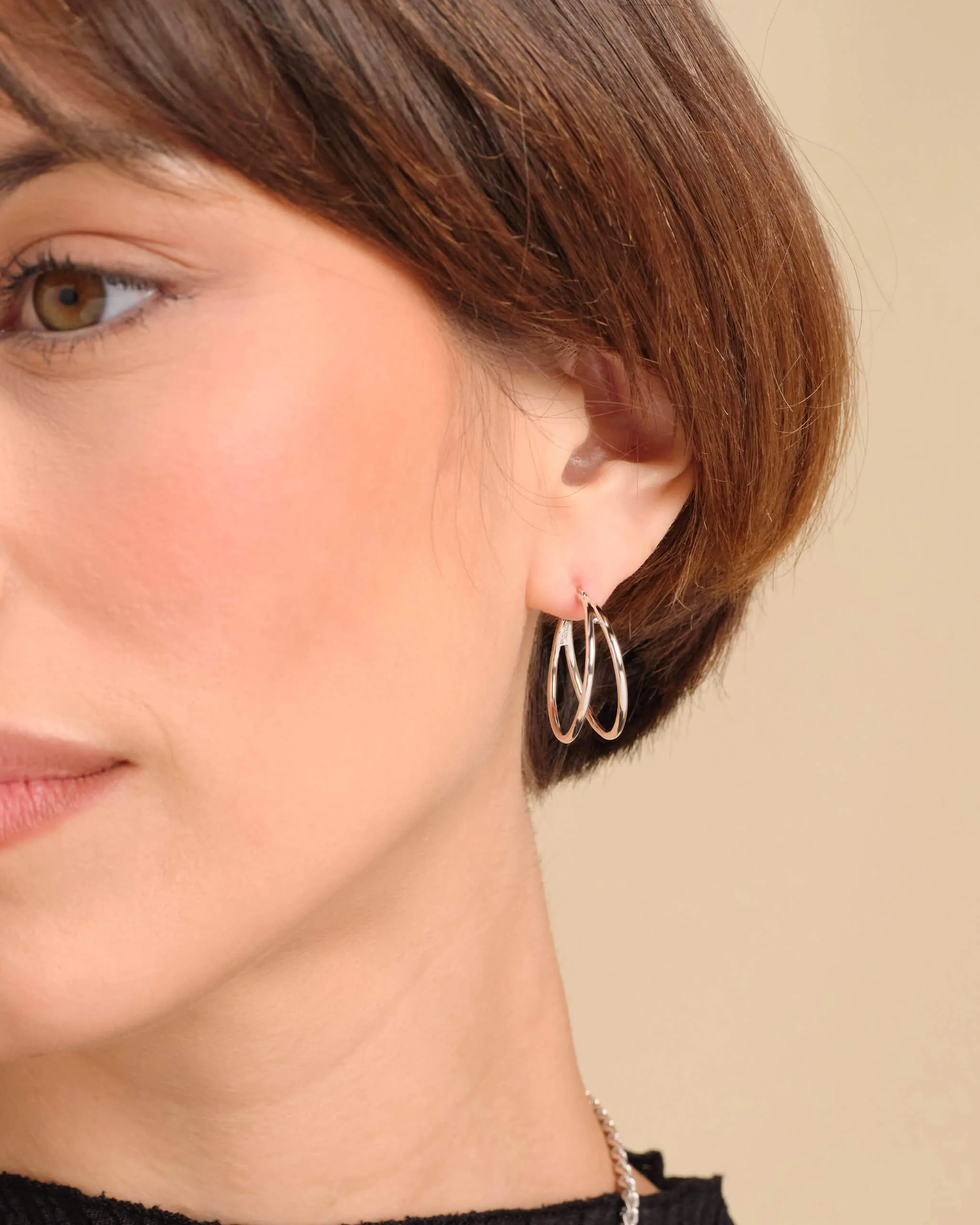 Women's Split Hoop Earrings - Silver