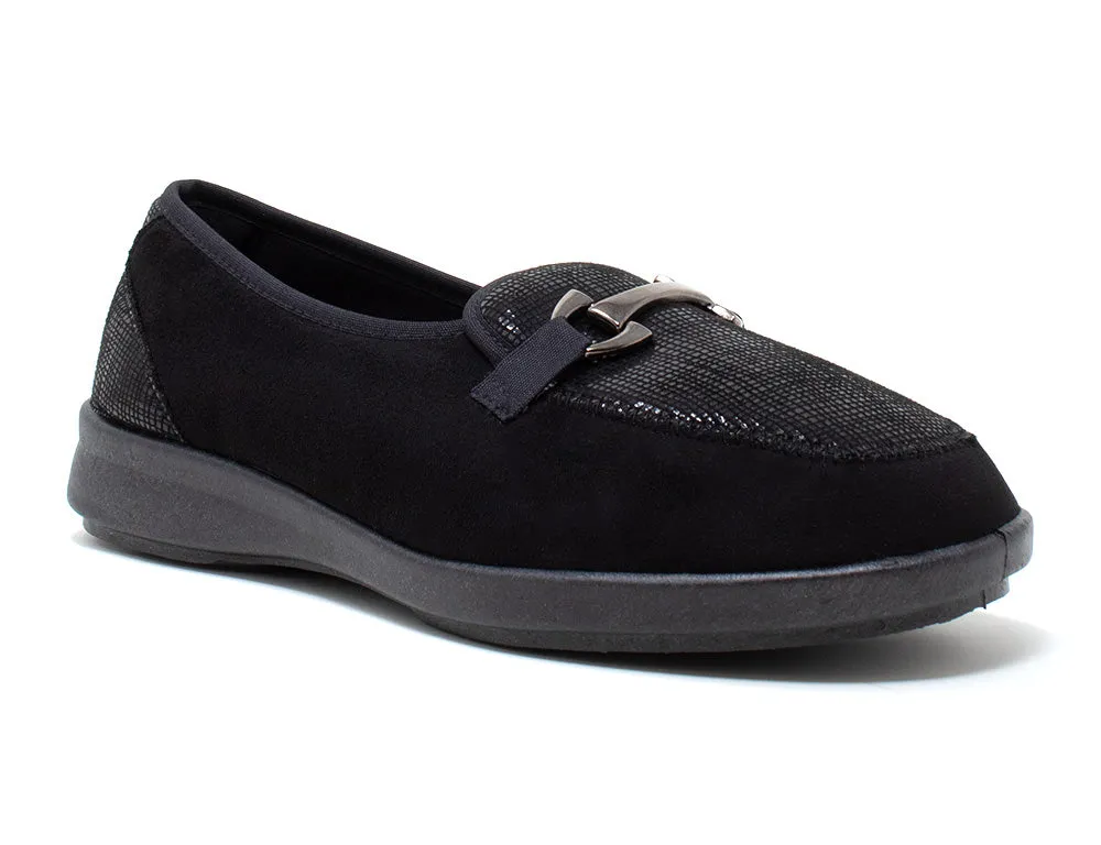 Womens Wide Fit Aster Black Shoes